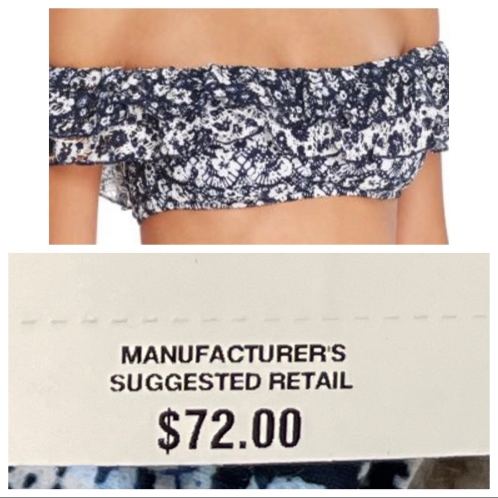 NWT! Polo Ralph Lauren  Off-the-shoulder Ruffle Bikini Top